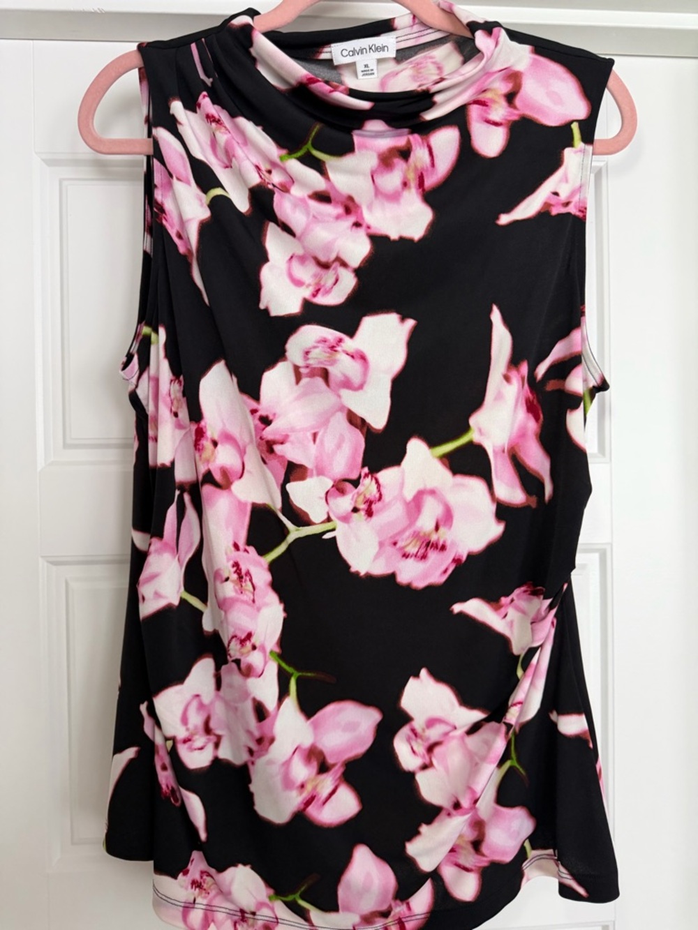 Calvin Klein Black Tank Top with Pink Floral Print